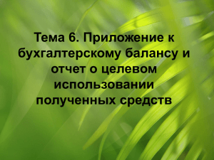 Тема 6. Приложение к бухгалтерскому балансу и отчет о целевом использовании