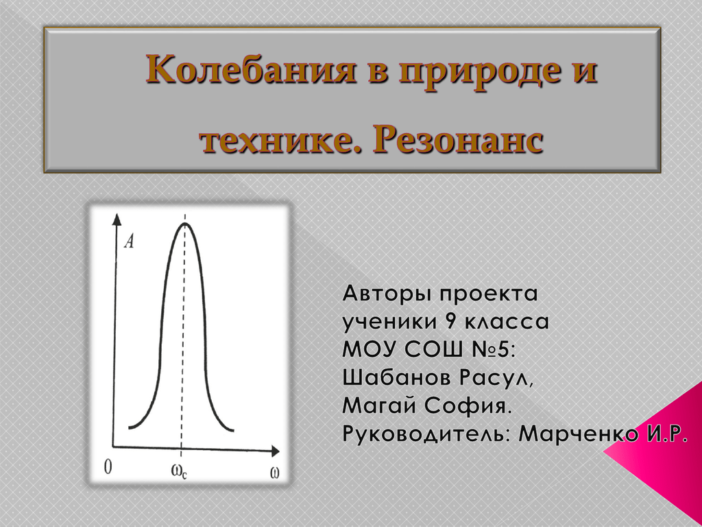 Проект резонанс в природе и технике