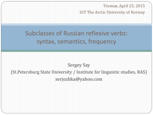 Intro: approaches to classifying Russian reflexive verbs