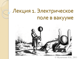 Лекция 1. Электрическое поле в вакууме © Музыченко Я.Б., 2011