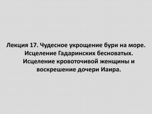 Лекция 17. Чудесное укрощение бури на море. Исцеление Гадаринских бесноватых.