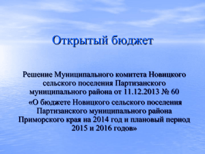 Открытый бюджет Новицкого сельского поселения за 2014 год