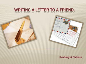 Writing a letter to a friend.