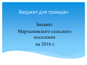 Бюджет Мартыновского сельского поселения на 2016 год.