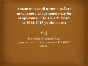 Отчет о деятельности ШСК в 2014