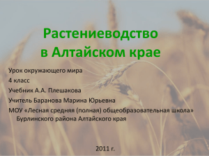 Растениеводство в Алтайском крае