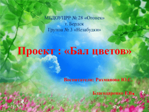 Проект : «Бал цветов» . МБДОУЦРР № 28 «Огонек» г. Бердск