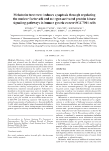 Лечение мелатонином вызывает апоптоз путем регуляции сигнальных путей ядерного фактора-кВ и митоген-активированной протеинкиназы в клетках рака желудка человека SGC7901