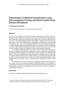 Determination of Material Characteristics using Electromagnetic Forming and Weak Coupled Finite Element Simulations