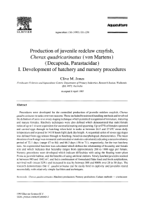 Production of juvenile redclaw crayfish, Cherax quadricarinatus I. Development of hatchery. Производство молоди АККР.