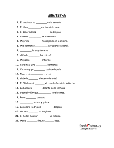 Spanish Ser Estar Worksheet
