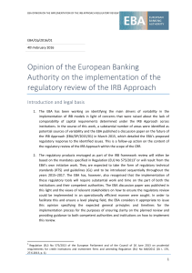 EBA-Op-2016-01 Opinion on IRB implementation