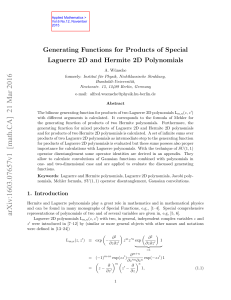 Generating Functions for Products of Special
