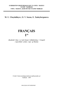 Francais I (M.Ubaydullayev, O.Saxno, E.Xudoyberganova)