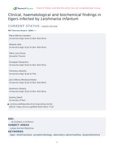 Clinical, haematological and biochemical findings in tigers infected by Leishmania infantum