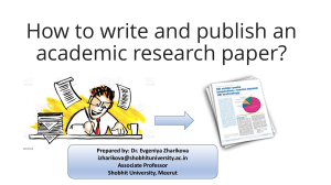 How to write and publish an academic research