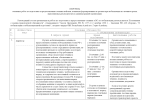 ПЕРЕЧЕНЬ основных работ по подготовке и предоставлению