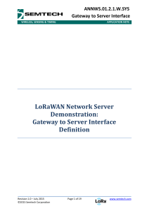 LoRa gateway to network server interface definition