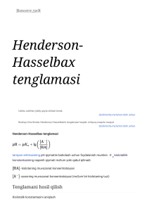 Henderson-Hasselbax tenglamasi - Vikipediya