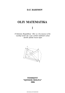 Oliy matematika. 1-jild (D.Rahimov)