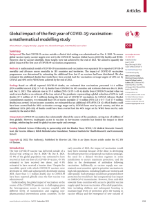Global impact of the first year of COVID-19 vaccination: a mathematical modelling study (Глобальное воздействие первого года вакцинации против COVID-19: исследование с помощью математического моделирования)