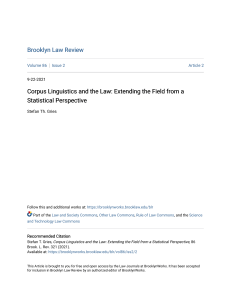 Corpus Linguistics and the Law  Extending the Field from a Statis