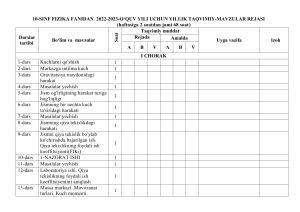 10-sinf fizika fanidan ish reja 2022-yil