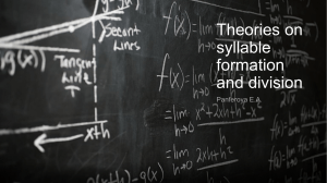 Theories on syllable formation and division