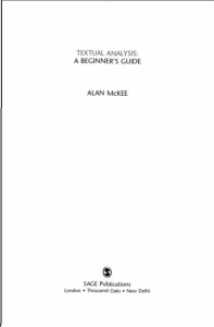 Alan McKee - Textual Analysis  A Beginner's Guide (2003)