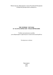 Николаев С.В.  Численные методы и математическое моделирование