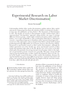 Neumark (2018) Experimental research on labor market discrimination