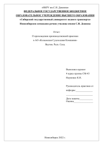 Отчет: производственная практика на торговом судне речного флота.