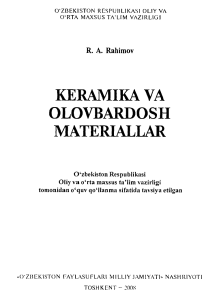 Rahimov R.A.Keramika va olovbardosh material ishlab chiqarish texnologiyasi 