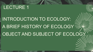 Lecture №1 of Ecology