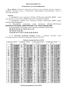 Практическая №1 КОДИРОВАНИЕ ТЕКСТА