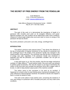 Jovan Marjanovic Secret of Free Energy from Pendulum