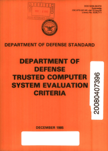 Trusted Computer System Evaluation Criteria DOD 5200.28-STD