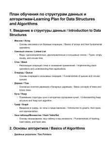 План обучения по структурам данных и алгоритмам-Learning Plan for Data Structures and Algorithms