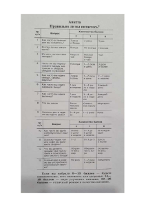 Анкета Правильно ли вы питаетесь