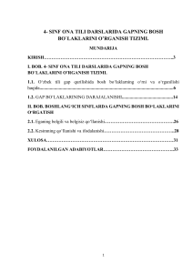 4- sinf ona tili darslarida gapning bosh bo`laklarini o’rganish 