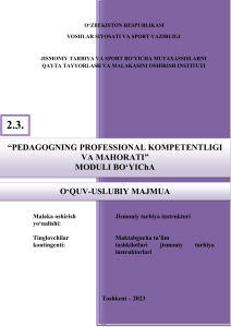 2.3. PEDAGOGNING PROFESSIONAL KOMPETENTLIGI VA MAHORATI