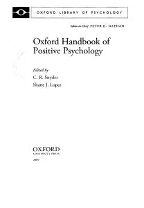 Oxford handbook of positive psychology