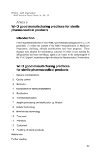 2011 WHO GMP for sterile pharmaceutical products 