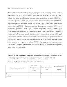 Решение задач по оценке стоимости предприятия методом затратного подхода 