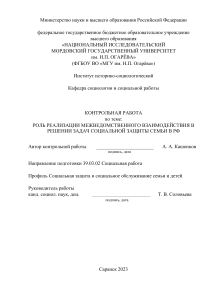 Роль реализации межведомственного взаимодействия в решении задач социальной защиты семьи