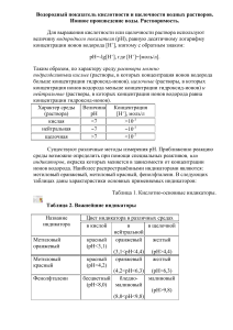 Лекция по химии Водородный показатель кислотности и щелочности водных растворов. Ионное произведение воды. Растворимость.