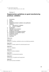 WHO TRS937 ANNEX4 VALIDATION