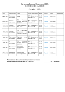 РАСПИСАНИЕ ЗАНЯТИЙ НВП сентябрь2023