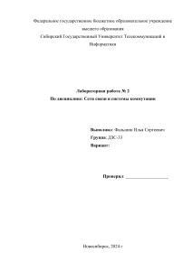 Сети связи и системы коммутации ЛАБ № 2