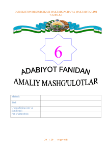 6-sinf uchun adabiyot fanidan amaliy mashg`ulot daftari 